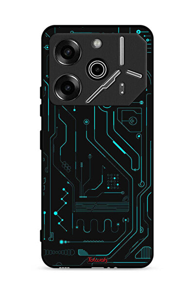Tolwak غطاء حماية لهاتف Tecno Pova 6 Pro 5G، دوائر فنية رقمية، شاشة متعددة، ب...