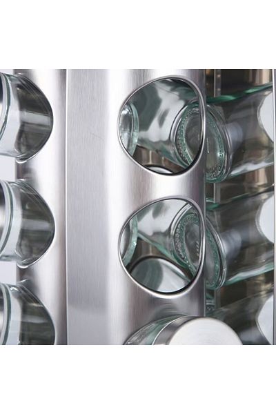 Choice Square stainless steel spice rack with a total of 12 spice jars