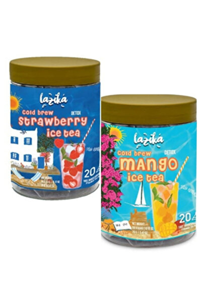 LAZİKA (2'Lİ SET) Avantajlı Soğuk Demleme Naneli Çilek%Mango Aromalı Soğuk Çay Seti-202li PLA Piramit Poşet