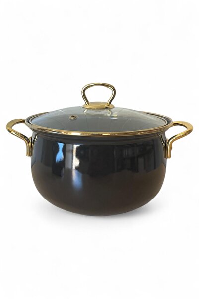 ALBETTO Enamel Yogurt Pot Bakraç 20cm 2500ml Black Gold