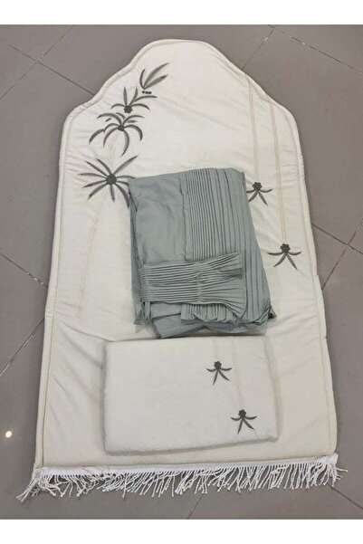 Gerenic سجادة صلاة اسفنج مبطن مطرز مع شرشف صلاة مرد مكسر خامة بارده ممتازة