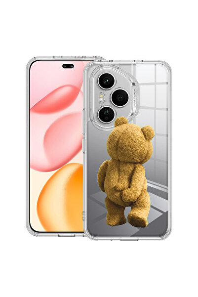 bestcase Carcasă transparentă din silicon pentru Honor 400 Pro, Teddy Bear Hi...