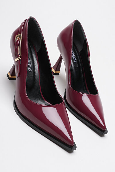 AleWomen Poni Bordo Rugan Topuklu Kadın Stiletto