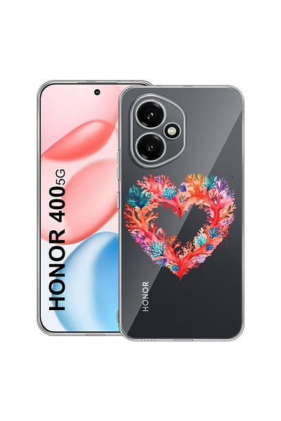 bestcase Carcasă transparentă din silicon pentru Honor 400, culoarea inimă de coral, 2036423 T 1599