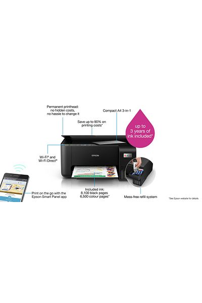 EPSON EcoTank L3250 3-in-1 Colour Ink Tank Printer with Wi-Fi & Smart Panel App