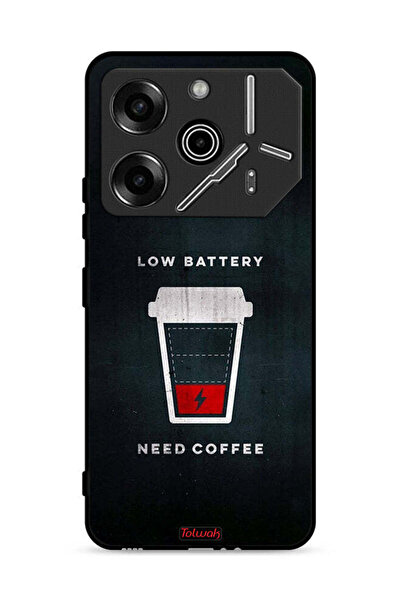 Tolwak غطاء حماية لهاتف تكنو بوفا 6 برو 5G، بطارية منخفضة، لون القهوة