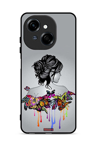 Tolwak غطاء حماية لهاتف تكنو سبارك جو ١ ٤ جي بطبعة فراشات وفتاة فنية تجريدية