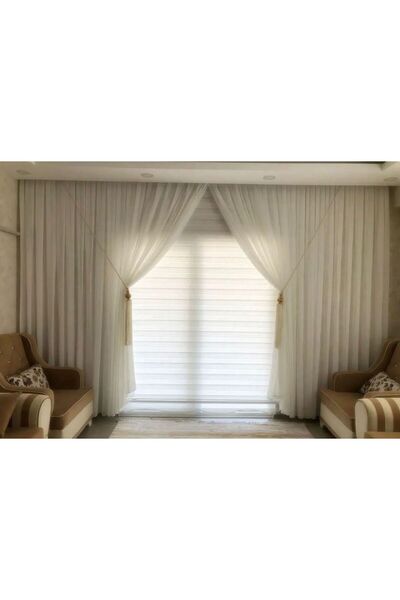 Bsrn Tasarım Bambu Kruvaze Desen Tül Perde 1/3 Sık Pile Ağır Gramajlı Ütü Ist...