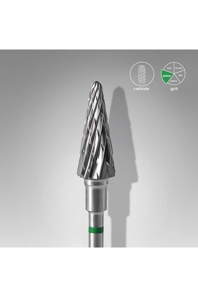 STALEKS Sert Alaşım Koni Freze, Yeşil, Çap 6 mm / Çalışma Kısmı 14 mm