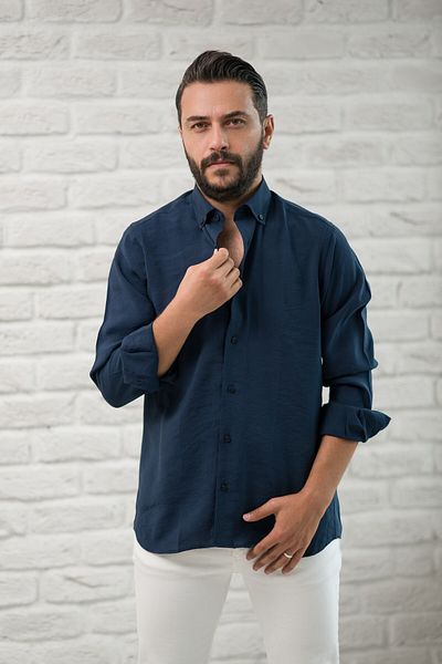 alenmeza Regular Fit Collar Buttoned Summer Modal Fabric Men's Shirt