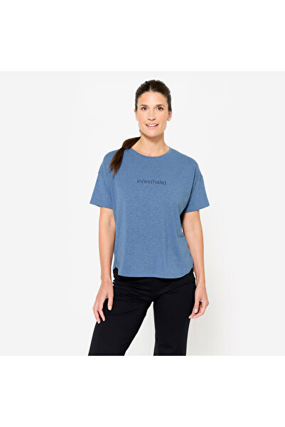 Decathlon Kimjaly Kadın Kısa Kollu Yoga Tişörtü - Koyu Mavi
