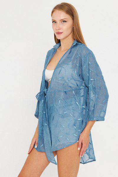 armonika Cămașă kimono albastru deschis pentru femei ARM-25Y001108