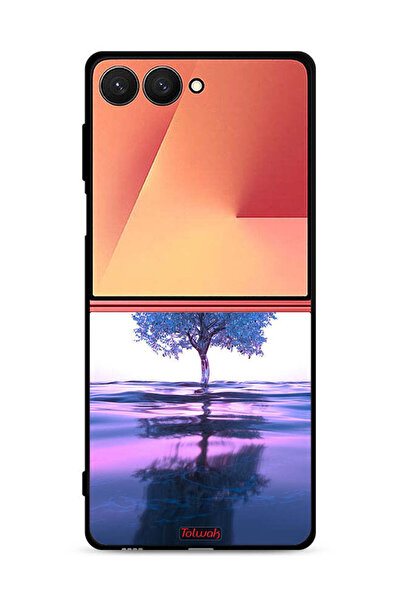 Tolwak غطاء حماية لهاتف Samsung Galaxy Z Flip7 بتصميم شجرة نيون وانعكاس مائي ...