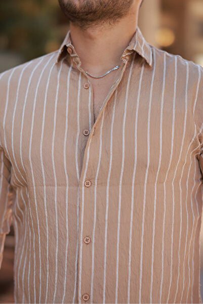 COMBİNE MİCHAİL Мъжка лека лента с кафява риза с дълги ръкави