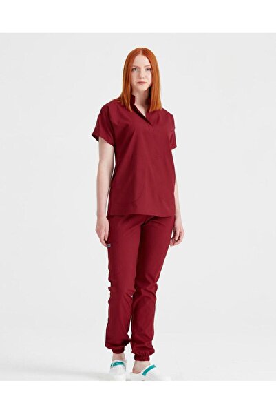 DEMOTEKS Bluza Medicala Bordo Unisex Activity – Scrub Top Uniforma Asistenta si Doctor