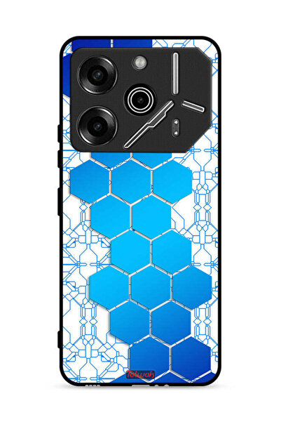 Tolwak غطاء حماية لهاتف Tecno Pova 6 Pro 5G بنمط شبكة أيقونات سداسية الشكل