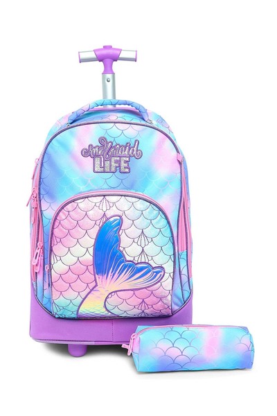 R&B Lilac Girls Trolley Bag W Pencil Pouch