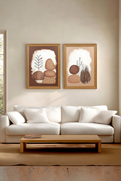 Ahsen resim çerçeve Σετ 2 Πίνακες με Κορνίζα - Διακόσμηση Τοίχου Αφηρημένοι Π...