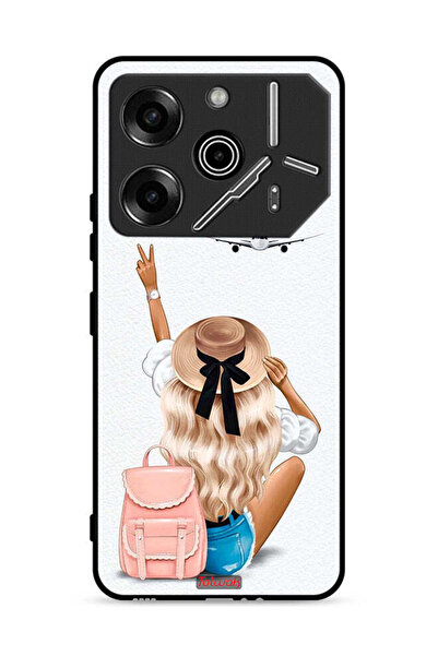 Tolwak غطاء حماية لهاتف Tecno Pova 6 Pro 5G بتصميم فتاة تحب السفر