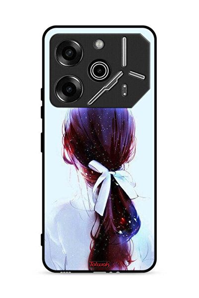 Tolwak غطاء حماية لهاتف تكنو بوفا 6 برو 5G، ربطة شعر مع رباط شعر، فن فتاة