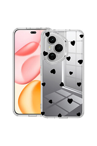 bestcase Carcasă transparentă din silicon pentru Honor 400 Pro, model cu inim...