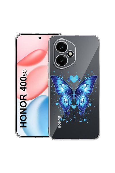 bestcase Carcasă transparentă din silicon pentru Honor 400, fluture albastru, 2036423 T 1586
