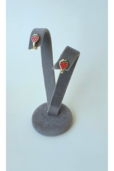 Goldlife jewellery Kız Çocuk Bebek Çilek Mineli 14 Ayar Küpe