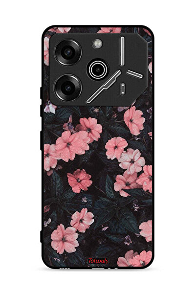 Tolwak غطاء حماية لهاتف تكنو بوفا 6 برو 5G - لون الخوخ والورود الصغيرة