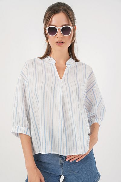 Bigdart Women's Striped Oversize Blouse 967 - A.Blue