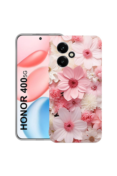 bestcase Carcasă transparentă din silicon pentru Honor 400, margaretă roz și ...
