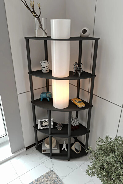 RAVILO Conrad Çift Yön Kullanım Raflı Köşe Lambader Siyah