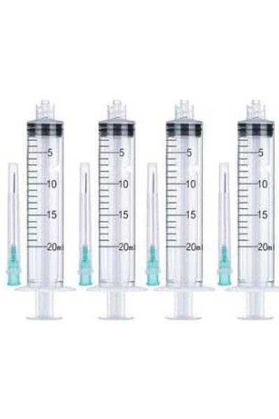 Generic 20ml Plastic Syringe with Needle and Covers, 5 Pieces