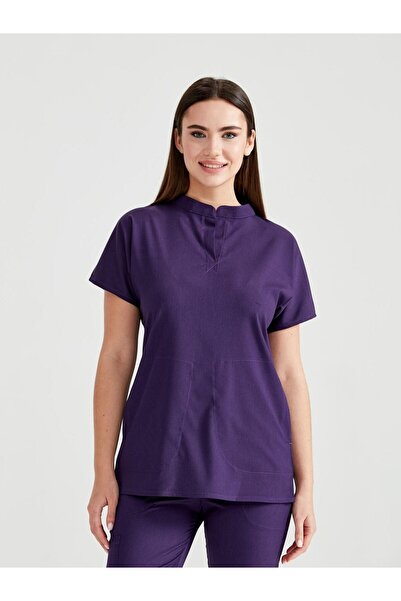 DEMOTEKS Bluza Medicala Mov Unisex Activity – Scrub Top Uniforma Asistenta si Doctor