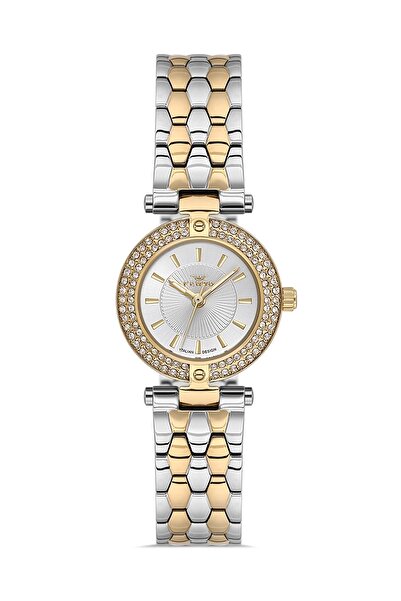 FERRO Gümüş ve Sarı Çelik Kordon Kadın Kol Saati FL21608AWT-D 3ATM Su Geçirme...