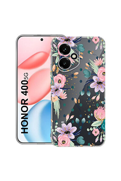 bestcase Carcasă transparentă din silicon pentru Honor 400, Colecția Flowers,...