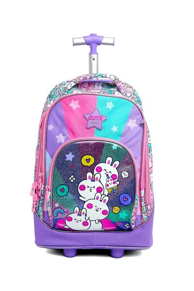 R&B Lavender Girls Trolley Bag W Pencil Pouch