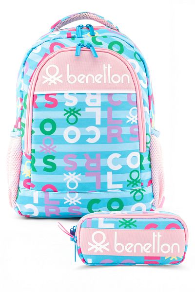 United Colors of Benetton Letter Printed Girl's Backpack Set
