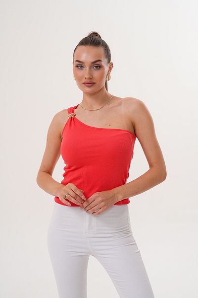 Shine Fine 100% Cotton Women's Bodysuit with One Shoulder Accessory Detail
