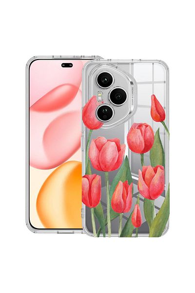 bestcase Carcasă transparentă din silicon pentru Honor 400 Pro, Lalele roșii, 2036424 T 633