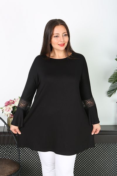 XL Modam Women's Spanish Sleeve Lycra Black Tunic
