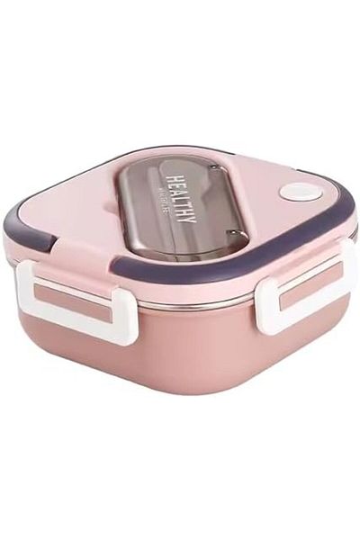 Twisoo Stainless Steel Bento Box, Lunch Box with Spoon & Fork, 3 Compartments Carrying Handle Bento