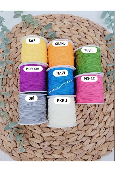 ilmekhobievi Bracelet Braiding Thread Parachute-Macrame 1mm, 8 Colors, 5 Meters (40Mt in Total) Hair Braiding, Taki Design
