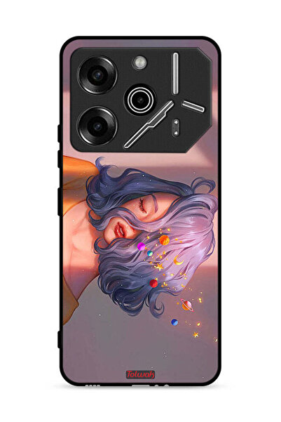 Tolwak غطاء حماية لهاتف تكنو بوفا 6 برو 5G بطبعة فتاة وفضاء