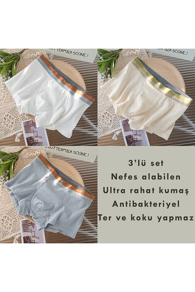 Beauty Collection 3-Piece Men's Boxer Glad and Comfortable Anti-Sweat Breathable Glad Underbros Boxer