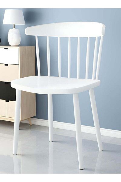 Taimi Modern Plastic Dining Chair, Office Chair, Chair for Dining Room, Kitchen, Living Room - White