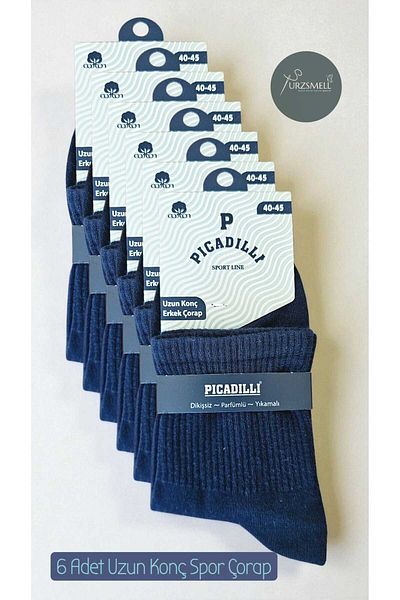 urzsmell 6 Pack Sport Medium Socks Flexible Elastic Tennis Basketball Football Socks Cotton Dark Blue
