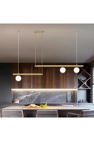 LED CONCEPT Lustra LED cu 3 tipuri de lumina si telecomanda, aurie, liniara, ...