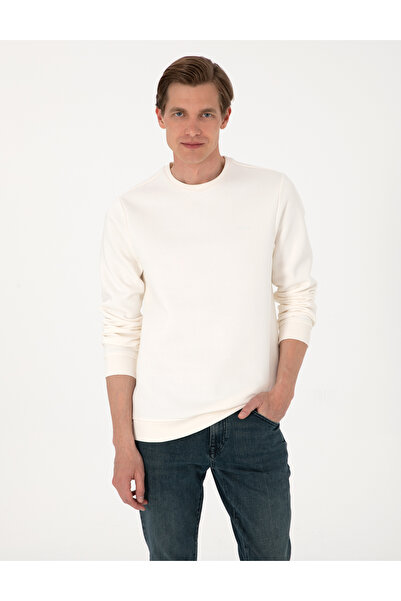 Pierre Cardin Ekru 3 İplik Regular Fit İçi Polarlı Bisiklet Yaka Basic Sweatshirt 50315021-VR019