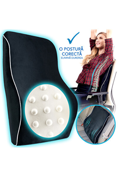 Suporto Pernă lombară completă | neagră | suport lombar pentru scaun de birou...