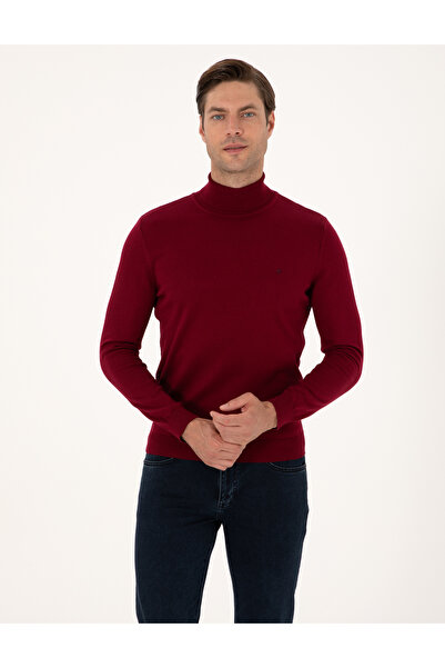 Pierre Cardin Vişne Slim Fit Balıkçı Yaka Basic Triko Kazak 50314202-VR223